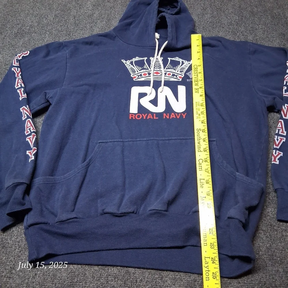 Vintage Royal Navy Hoodie by Senior Size XL Blue Sweatshirt 90s‎ Pullover